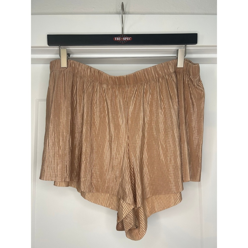 Victorias Secret Rose Gold Metallic Plisse Pleated Pajama Shorts XL Loungewear